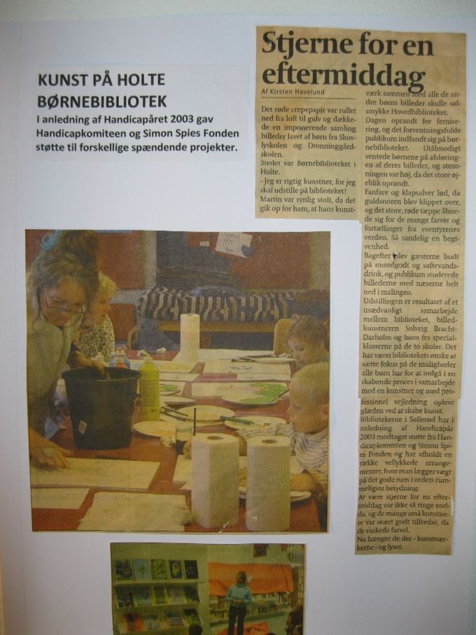 I anledning af handicapåret 2003 fik to specialklasser (Skovlyskolen og Dronninggårdskolen) i Holte mulighed for at skabe kunst på en dejlig eftermiddag. Billederne skulle udstilles på Holte Bibliotek. Så man kunne opleve at være stjerne for en eftermiddag.