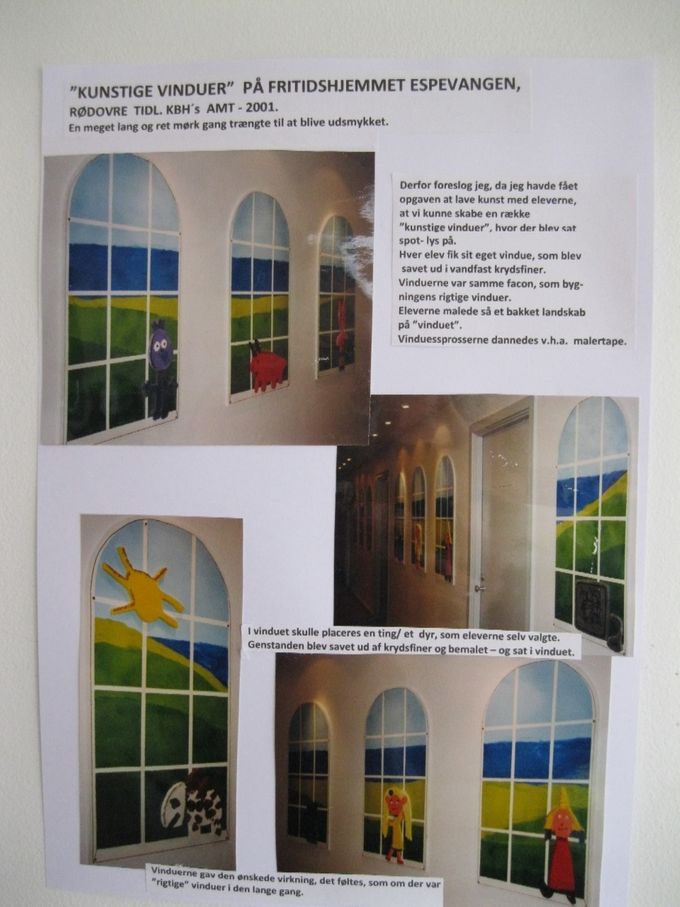 En meget lang udsmykning på Fritidshjemmet Espevangen,
Rødovre. En række 
